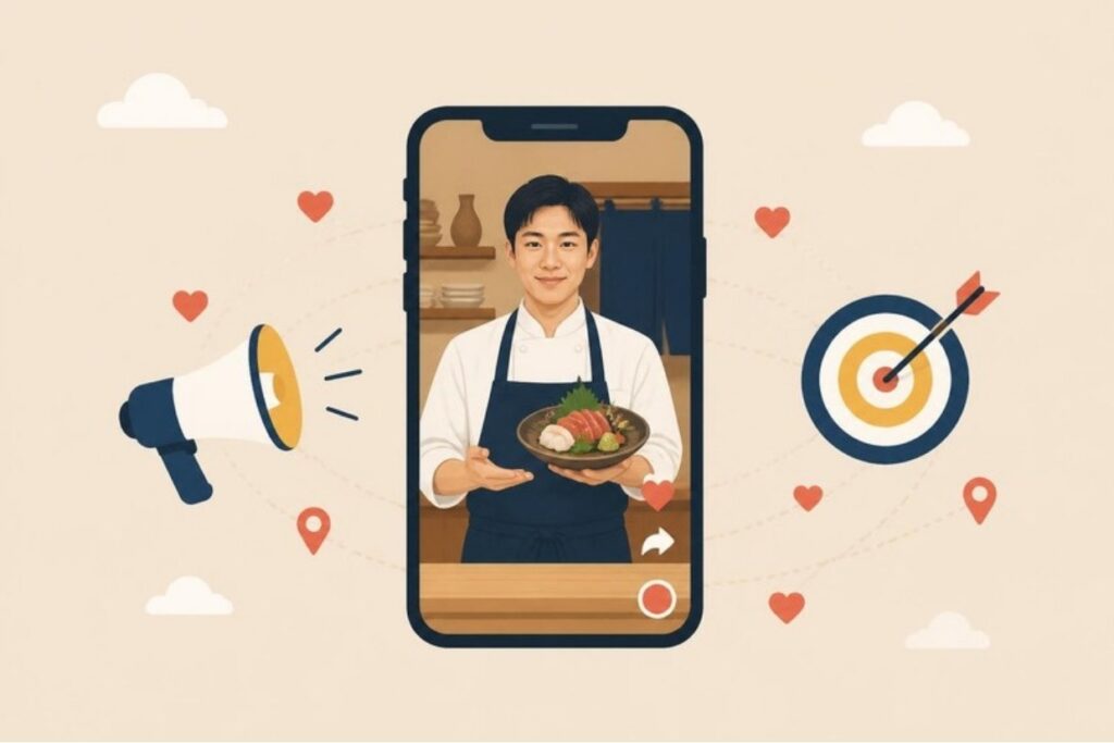 看板料理を紹介する動画と広告のイメージ