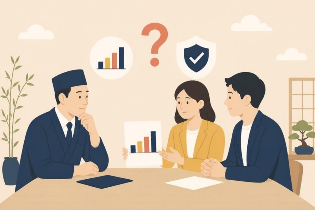 支援会社の提案をじっくり確認するオーナー